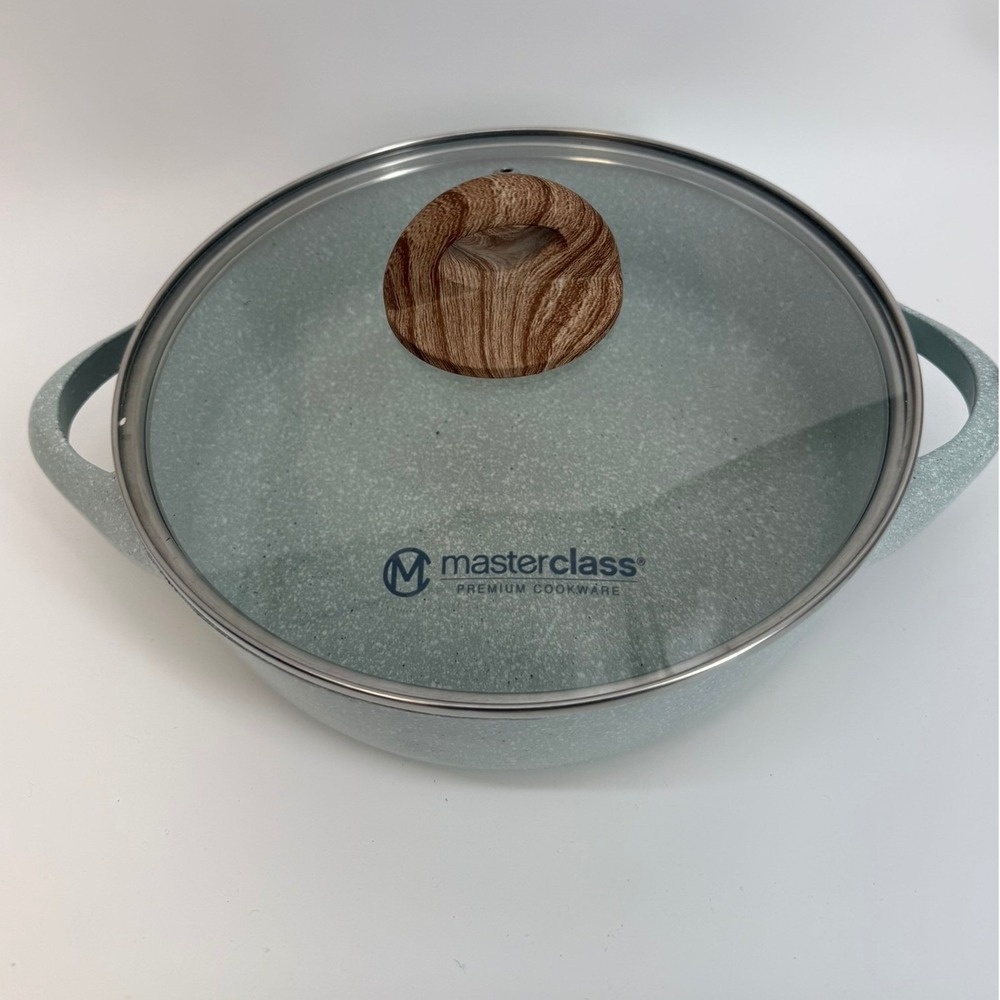 Masterclass Premium Cookware casserole pot pan ceramic Lid 9.5" green speckled